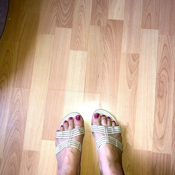 J. Jill cream leather sandals /slides strappy coastal old money classic chic - Picture 2 of 10